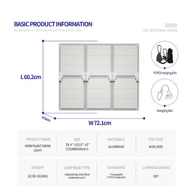 600W Full Spectrum LED Grow Light với chức năng giảm độ sáng để tăng trưởng thực vật tối ưu