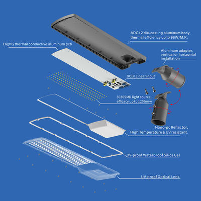 Đèn đường LED chống nước IP66 độ sáng cao với nhiệt độ màu có thể điều chỉnh 3000K-6500K cho đường cao tốc và bãi đỗ xe