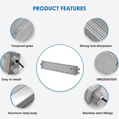 Đèn LED tuyến tính chống cháy nổ IP65 SMD2835 với kính cường lực nhôm cho các địa điểm nguy hiểm