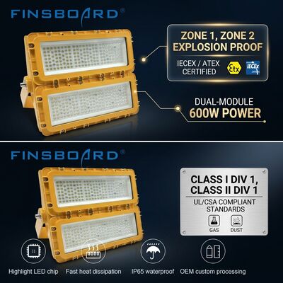 600W chống nổ đèn LED ánh sáng lũ IECEx biển ngoài khơi 72000lm IP67