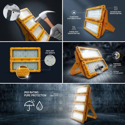Compact chống cháy 600W đèn LED chống nổ đèn lũ LUMILEDS LM-80 ATEX IIb T6 IP65 425X485X165mm Thiết bị nguy hiểm