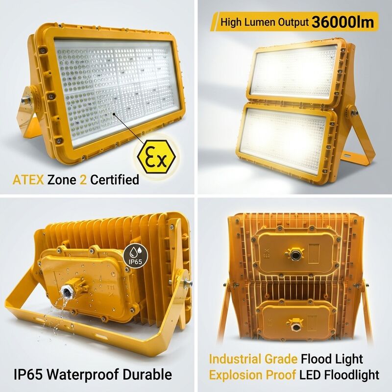 Đèn pha LED chống cháy nổ 600W ATEX Vùng 21 Vùng 22 Chống bụi Chống tĩnh điện 78000lm IP66 Chiếu sáng bằng nhôm