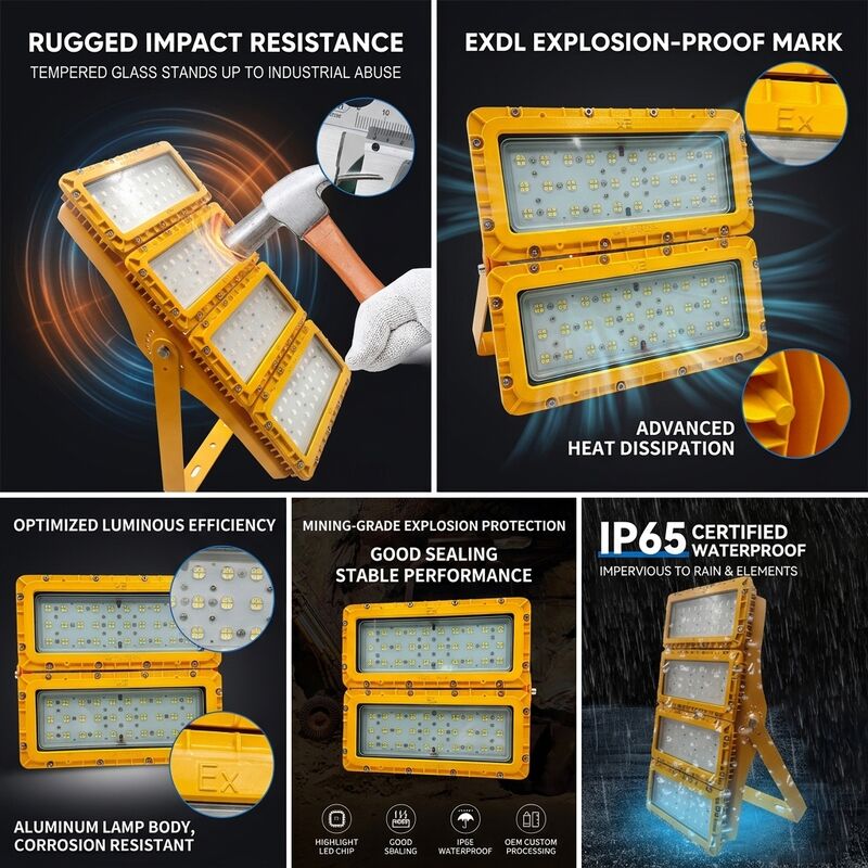 Đèn Floodlight LED Chống Nổ IP65 600W -40C/60C LUMILEDS LM-80 ATEX IIb T6 WF2 Dùng cho Khu vực Nguy hiểm