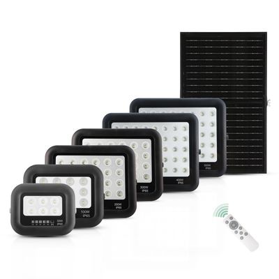 Đèn pha năng lượng mặt trời ABS đen có điều khiển từ xa 50w 100w 200w 300w 400w 500w